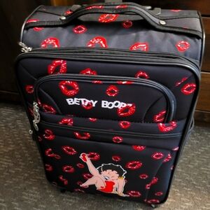 Betty Boop Black Suitcase with Red Lips